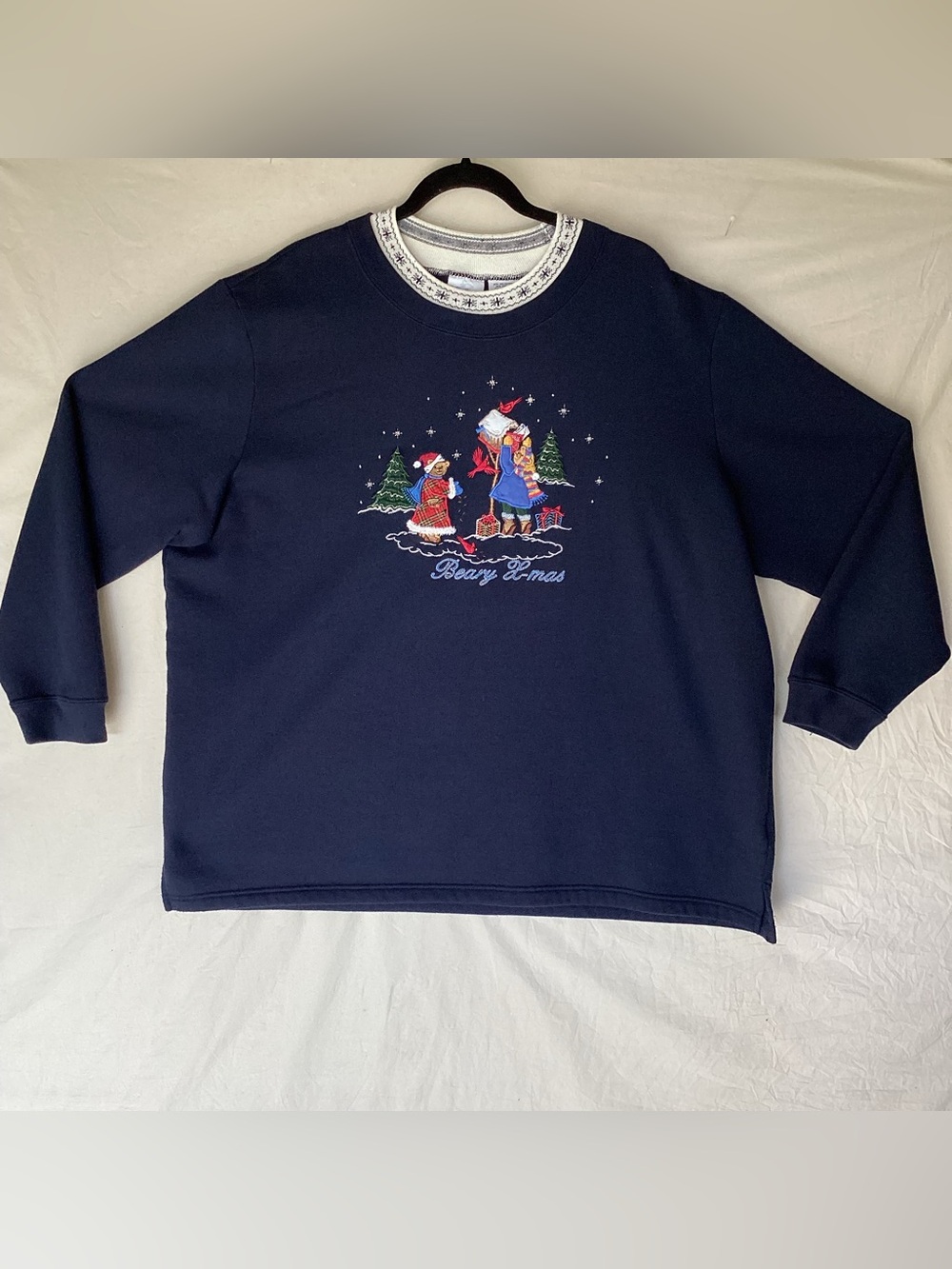 Vintage Bobbie Brooks ugly Christmas sweater grandma beary x-mas sweatshirt